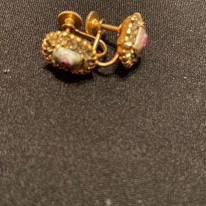 Vintage earrings gold, with crystal all around